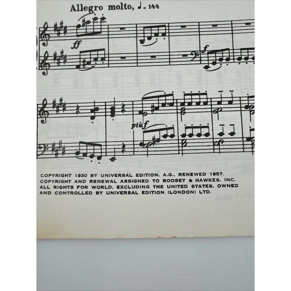 Bela Bartok Three Rounds Piano Solo 1957 Sheet Music Vintage Boosey‎ & Hawkes